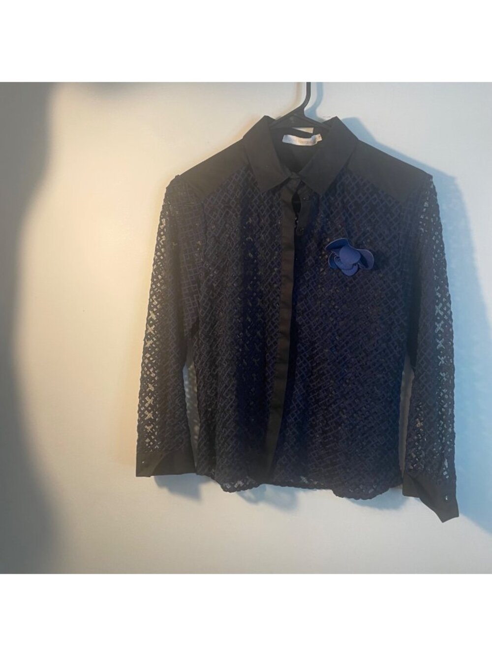 anne Fontaine button down lace blouse